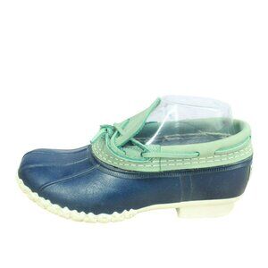 LL Bean Blue Rubber Slip On Unlined Waterproof Moccasin Duck Shoes Size 7 M
